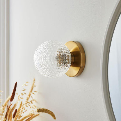 Retro Plaid Spherical Design 1-Light Wall Sconce Lamp