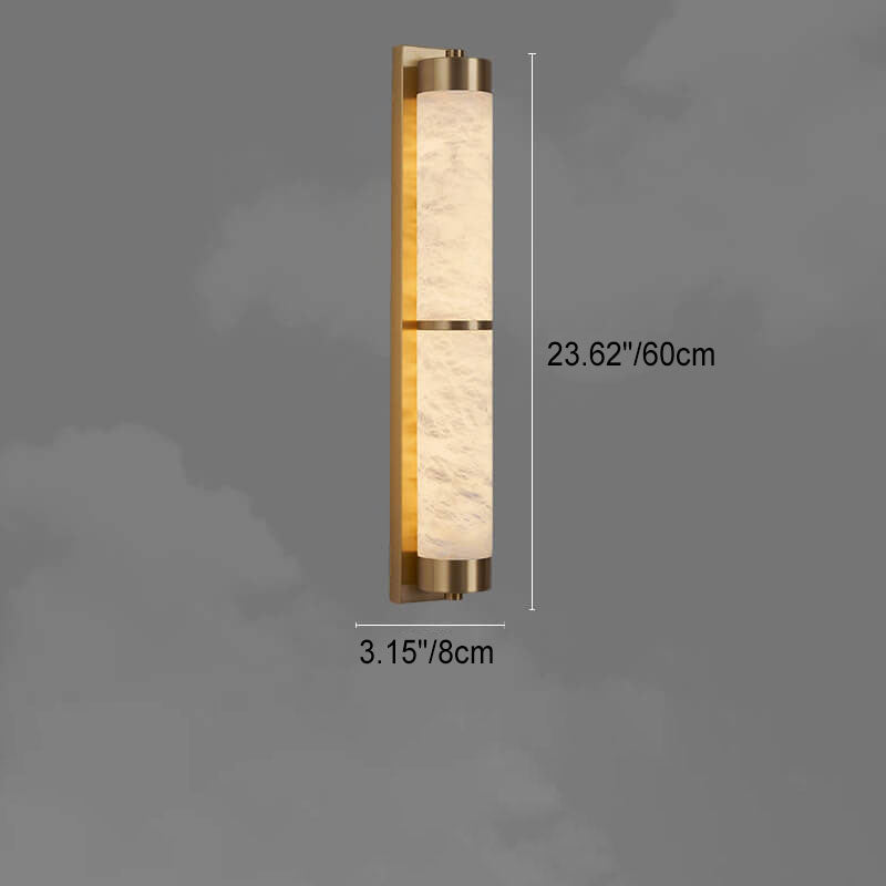 Light Luxury Full Copper Marble Column LED Wall Sconce Lamp