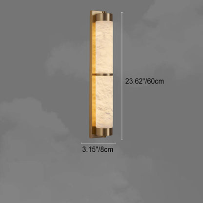 Light Luxury Full Copper Marble Column LED Wall Sconce Lamp
