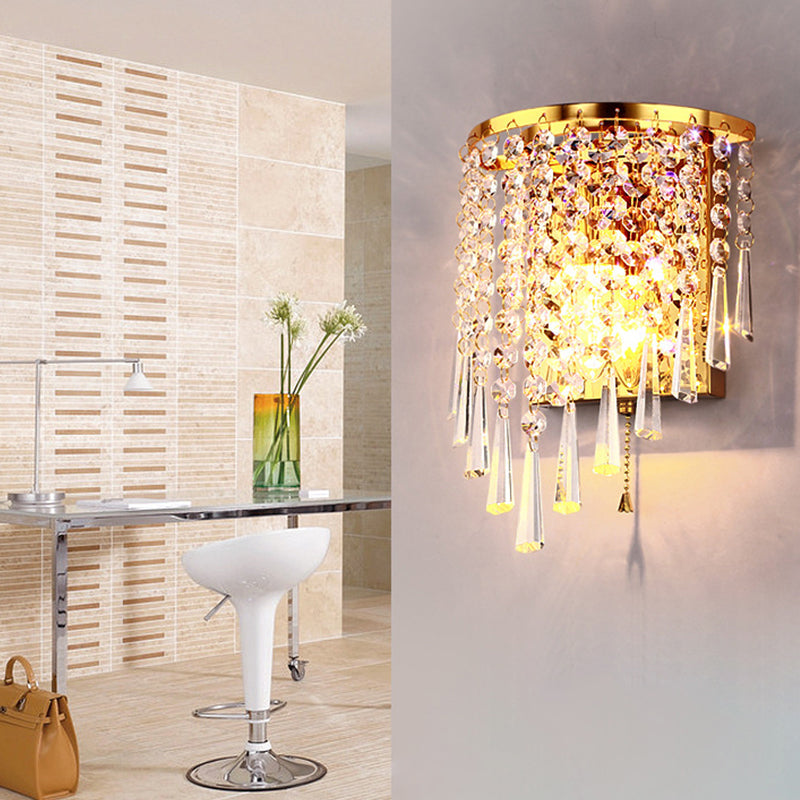 Half Beads Stainless Steel Crystal 1-Light Wall Sconce Lamp