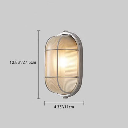 Aluminum Glass Round Oval 1-Light Wall Sconce Lamp