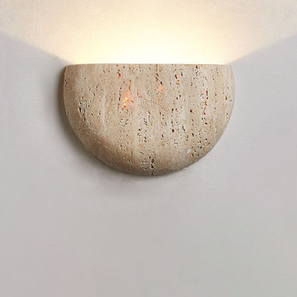Traditional Japanese Oval Stone 1-Light Wall Sconce Lamp