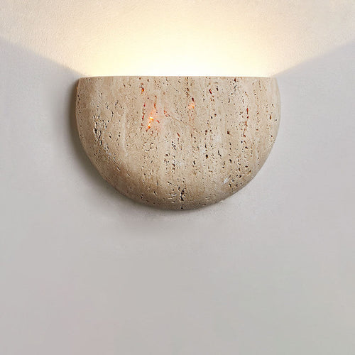 Traditional Japanese Oval Stone 1-Light Wall Sconce Lamp