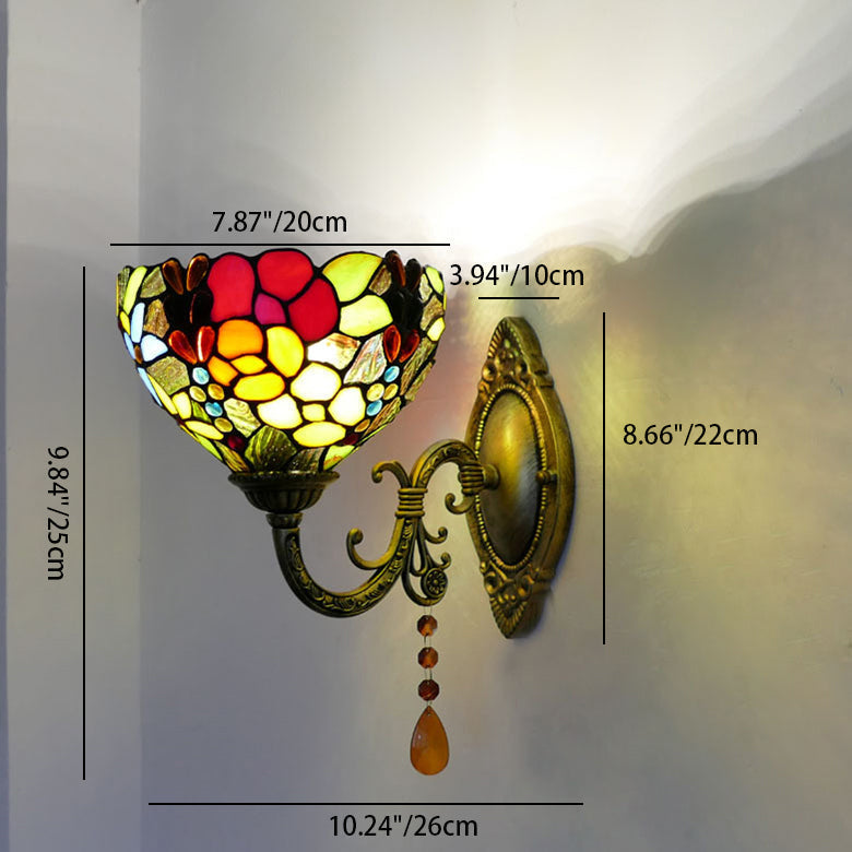 Tiffany Iron Stained Glass 1-Light Wall Sconce Lamp