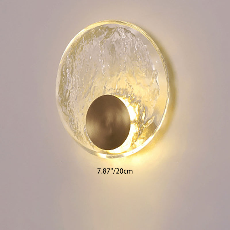 Brass Water-ripple Round Crystal LED Wall Sconce Lamp