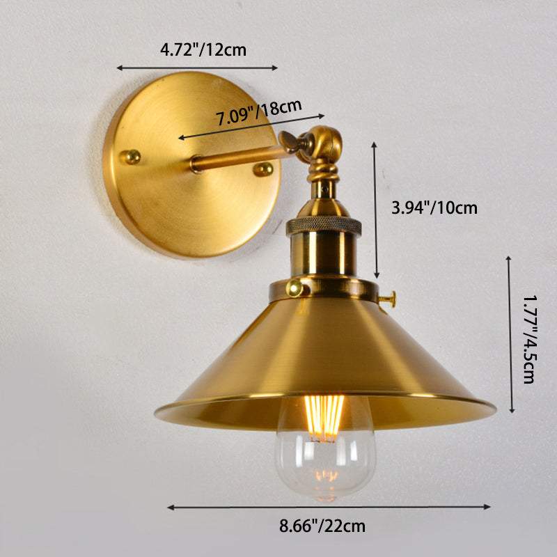 Retro Iron Cylinder Cone 1-Light Wall Sconce Lamp