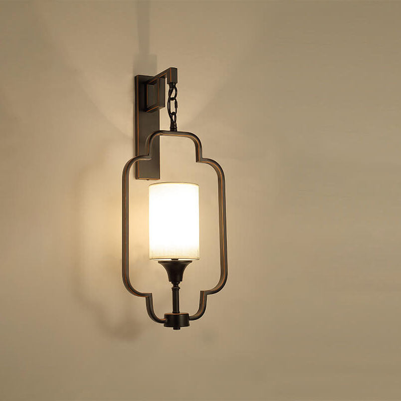Classical Iron Frame Square Round 1-Light Wall Sconce Lamp