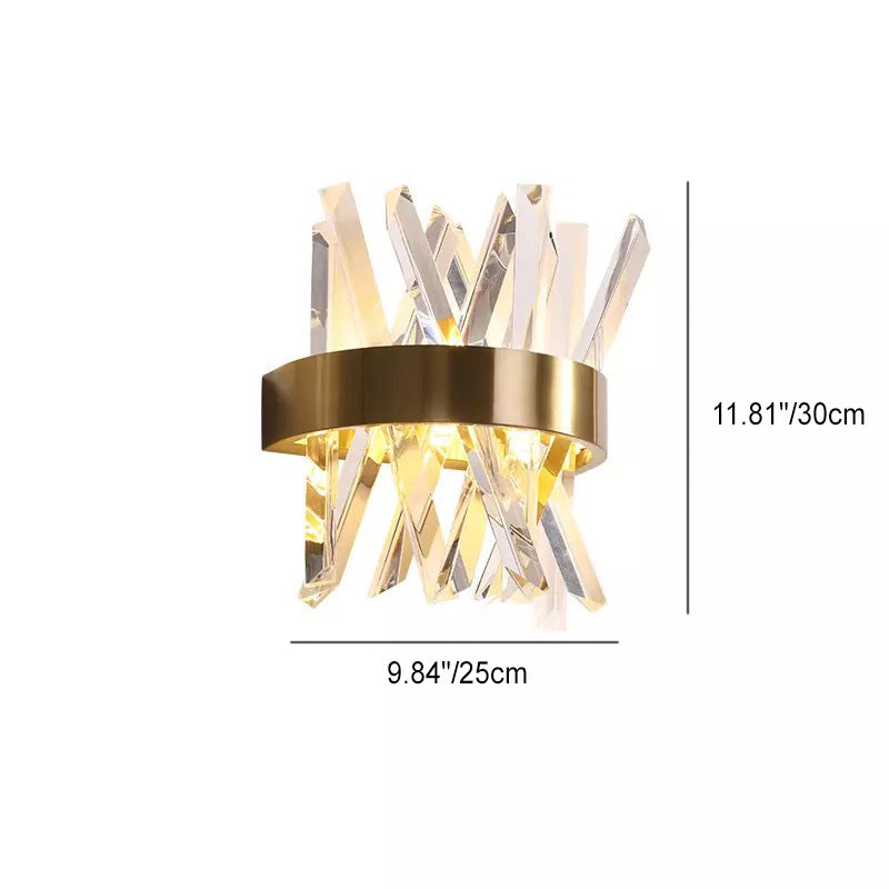 Half Stainless Steel Crystal 2-Light Wall Sconce Lamp