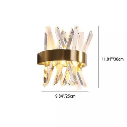 Half Stainless Steel Crystal 2-Light Wall Sconce Lamp