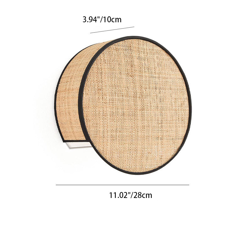Boho Rattan Weaving Cylinder Shade 1-Light Wall Sconce Lamp