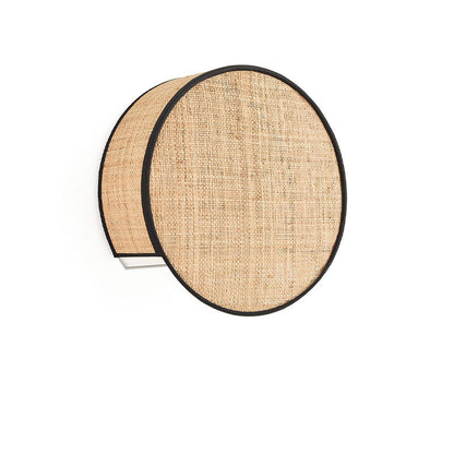 Boho Rattan Weaving Cylinder Shade 1-Light Wall Sconce Lamp