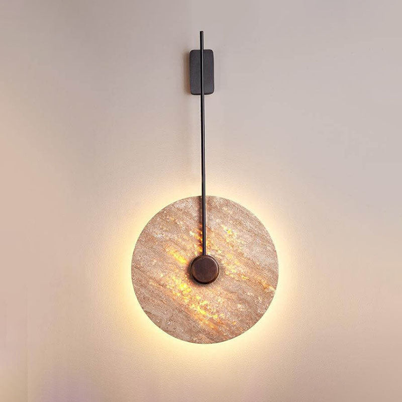 Scandinavian Iron Yellow Travertine LED Wall Sconce Lamp