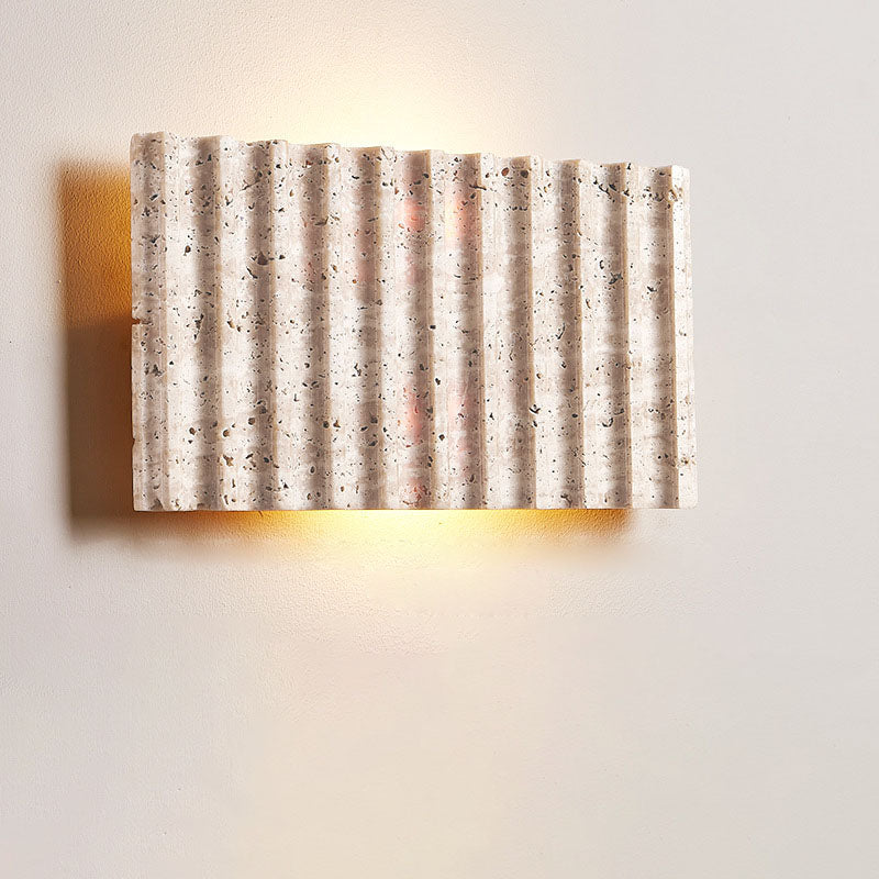 Grille Beige Travertine Rectangle 1-Light Wall Sconce Lamp