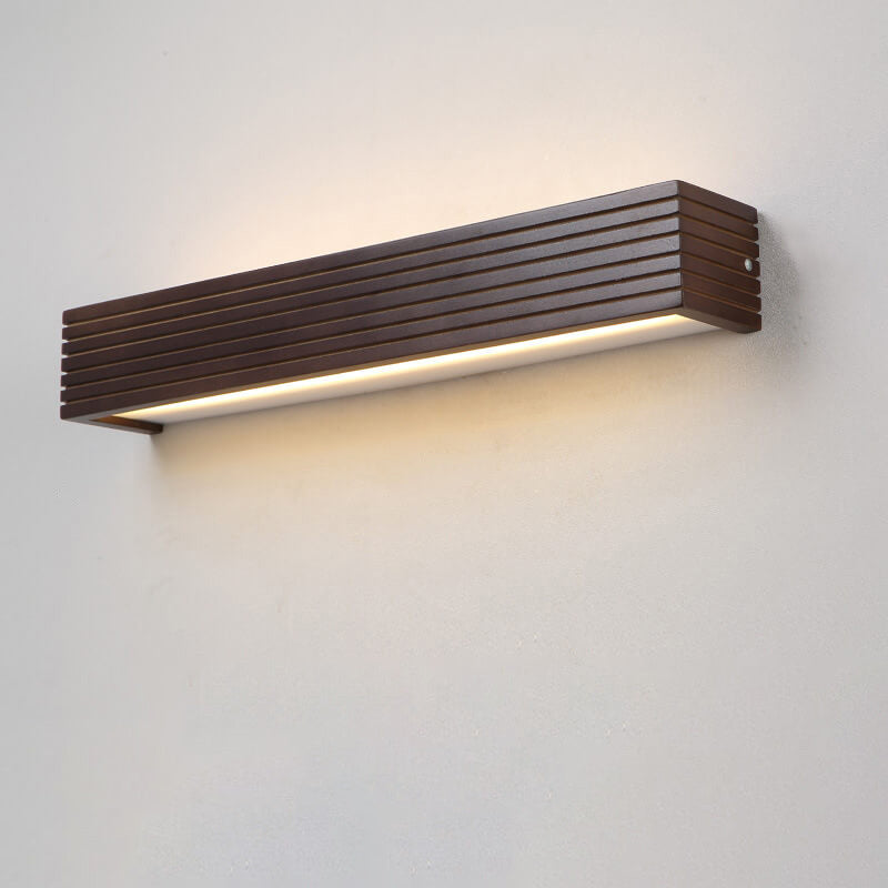Chinese Walnut Square Bar Vanity LED Wall Sconce Lamp