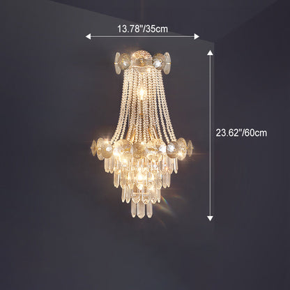Tassel Triangle Hardware Crystal 3-Light Wall Sconce Lamp