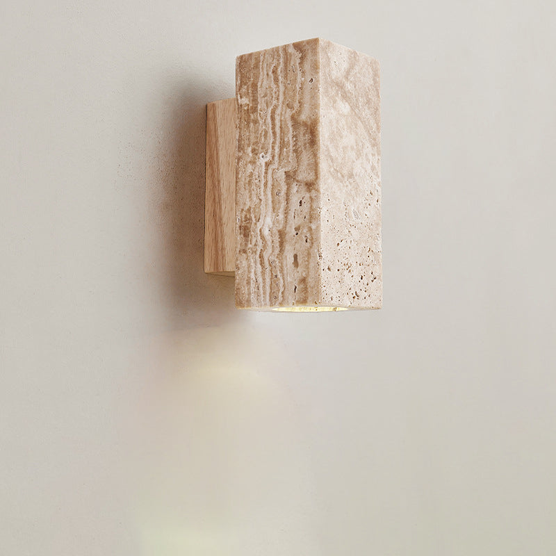 Japanese Wood Cubic Cylinder 1-Light Wall Sconce Lamp