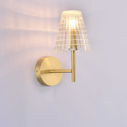 Luxury Round Textured Glass Copper 1-Light Wall Sconce Lamp