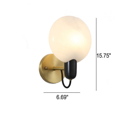 Light Brass Faux Marble Disc 1-Light Wall Sconce Lamp