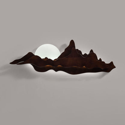 Traditional Chinese Wood Landscape LED Wall Sconce Lamp