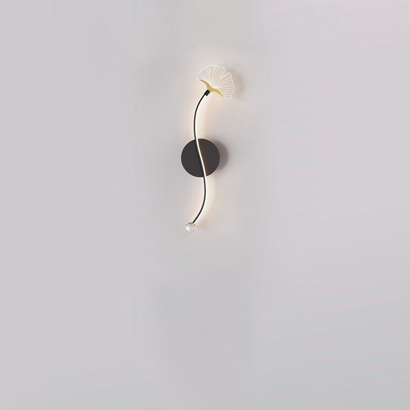 Iron Aluminum Acrylic Line Ginkgo Leaf LED Wall Sconce Lamp