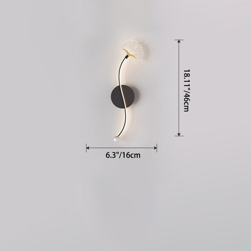 Iron Aluminum Acrylic Line Ginkgo Leaf LED Wall Sconce Lamp