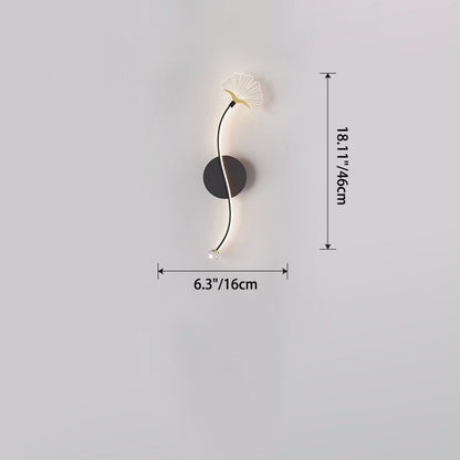Iron Aluminum Acrylic Line Ginkgo Leaf LED Wall Sconce Lamp