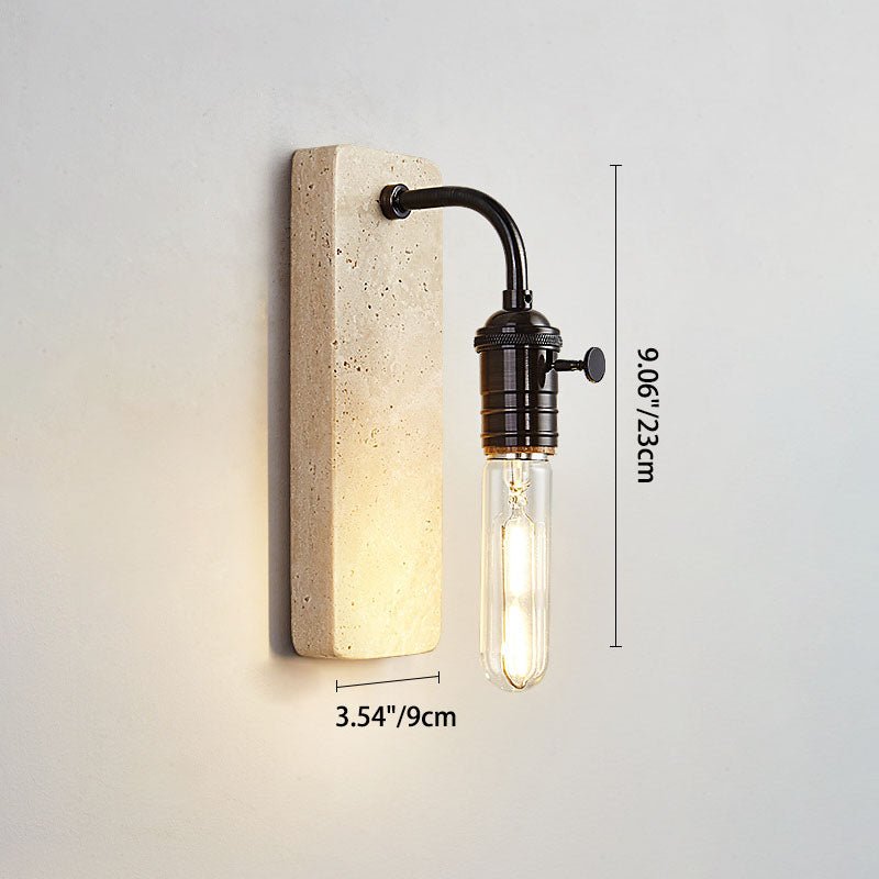 Retro Travertine Brass Round 1-Light Wall Sconce Lamp
