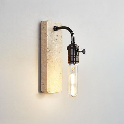 Retro Travertine Brass Round 1-Light Wall Sconce Lamp