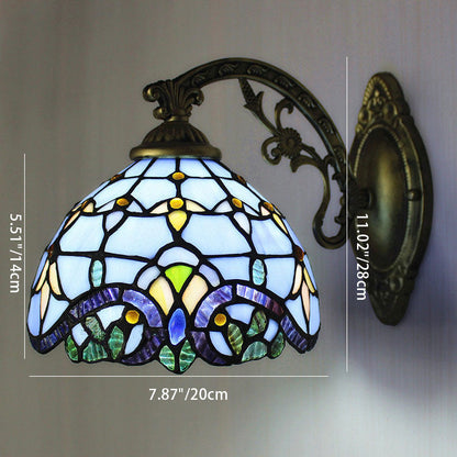 Tiffany Mermaid Base Iron Glass 1-Light Wall Sconce Lamp