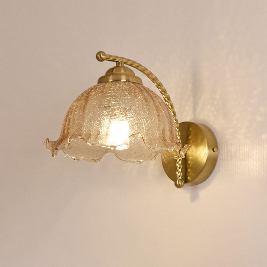 French Floral Hardware Glass 1-Light Wall Sconce Lamp