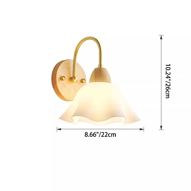 Wood Acrylic Iron Flower Ball 1-Light Wall Sconce Lamp