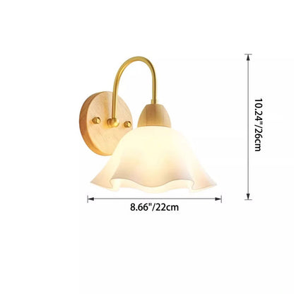 Wood Acrylic Iron Flower Ball 1-Light Wall Sconce Lamp