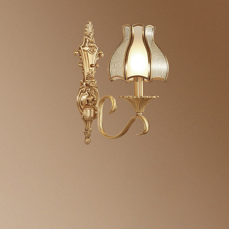 Full Copper Glass Umbrella Shape 1/2-Light Wall Sconce Lamp