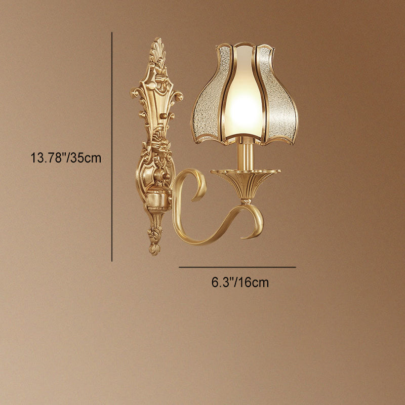 Full Copper Glass Umbrella Shape 1/2-Light Wall Sconce Lamp