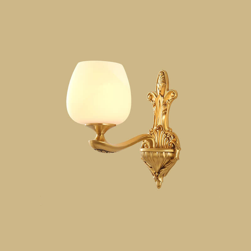 Light Glass Gold-Finished Frame 1/2 Light Wall Sconce Lamp