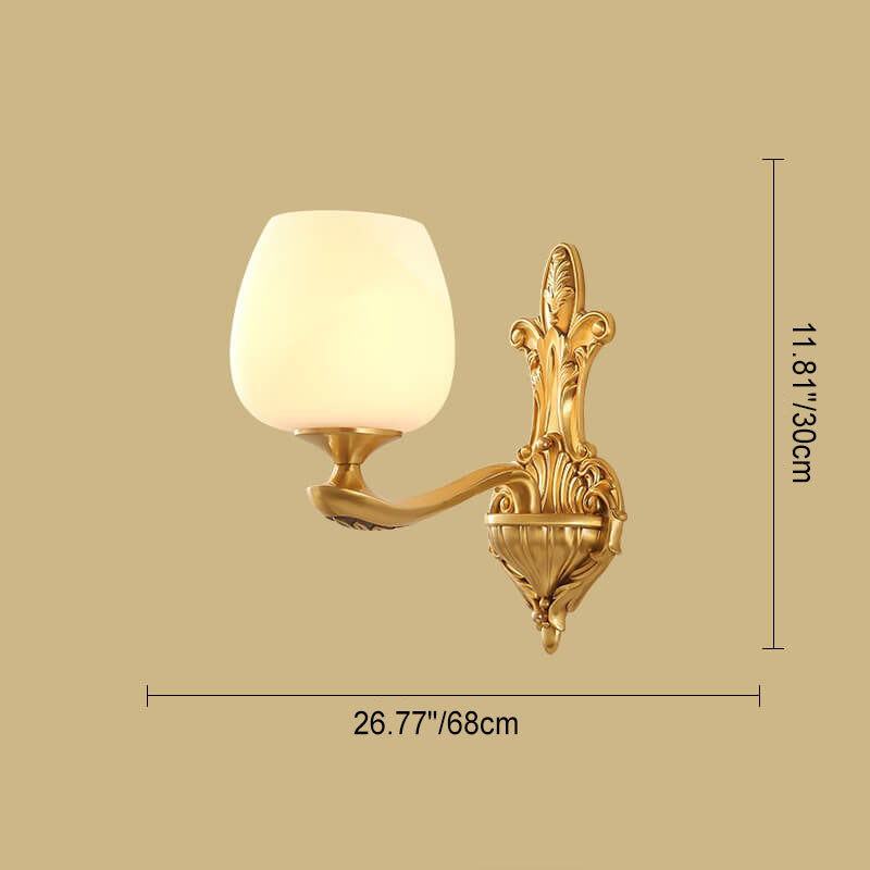 Light Glass Gold-Finished Frame 1/2 Light Wall Sconce Lamp