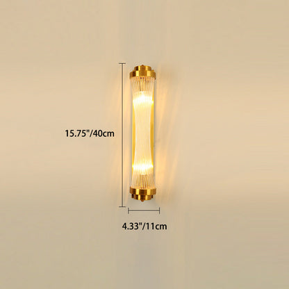 Metal Steel Crystal Column Tower 2-Light Wall Sconce Lamp