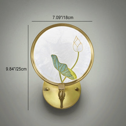 Chinese Enamel Lotus Flower Decor LED Wall Sconce Lamp