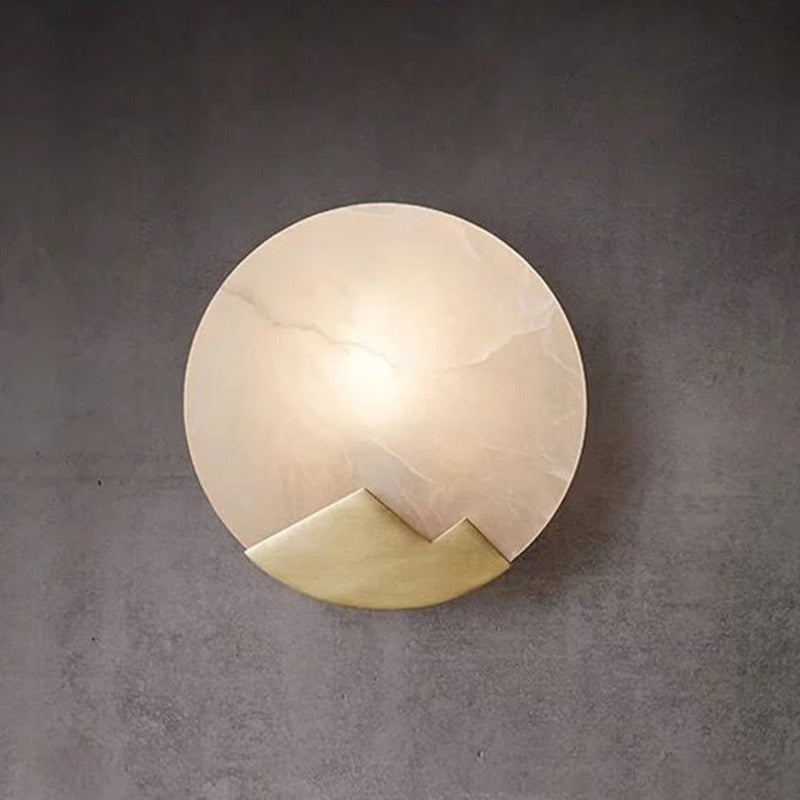 Marble Shade Gold Finish Frame 1-Light Wall Sconce Lamp