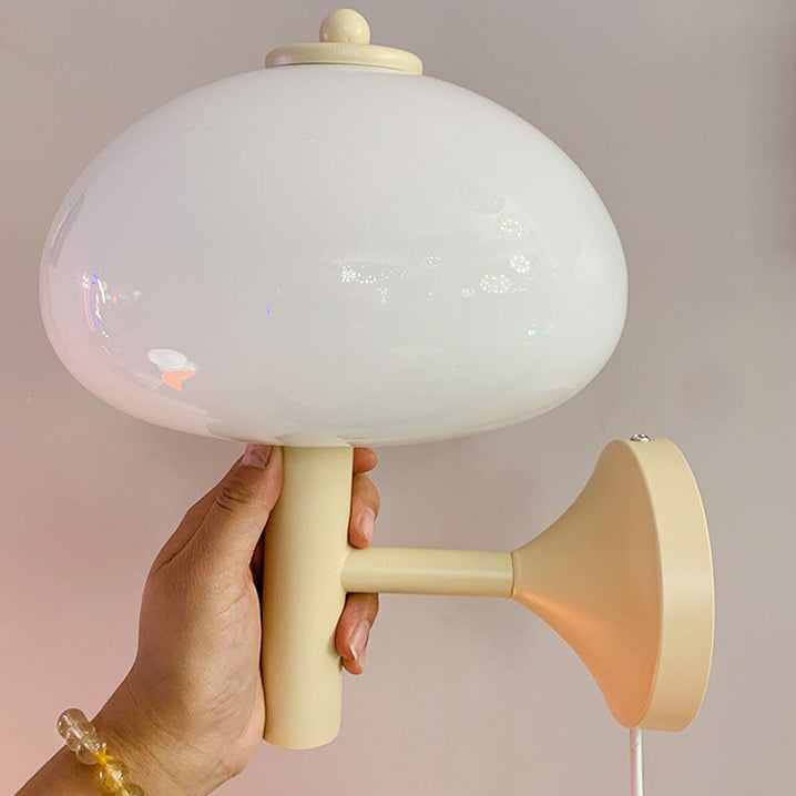 Simplicity Glass Mushroom Round 1-Light Wall Sconce Lamp