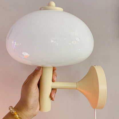 Simplicity Glass Mushroom Round 1-Light Wall Sconce Lamp