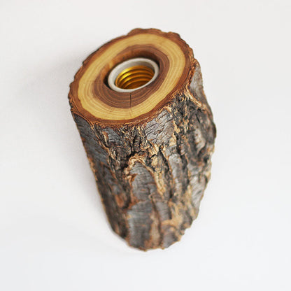 Traditional Rustic Elm Wood Trunk 1-Light Wall Sconce Lamp