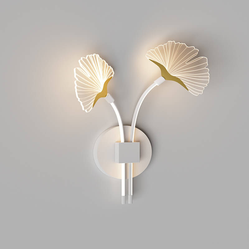 Iron Ginkgo Leaf Acrylic Lampshade LED Wall Sconce Lamp