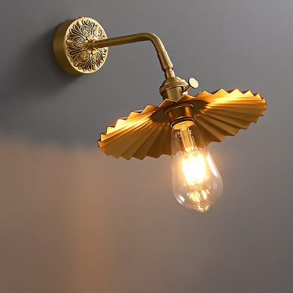 All Copper Round Pleats 1-Light Wall Sconce Lamp