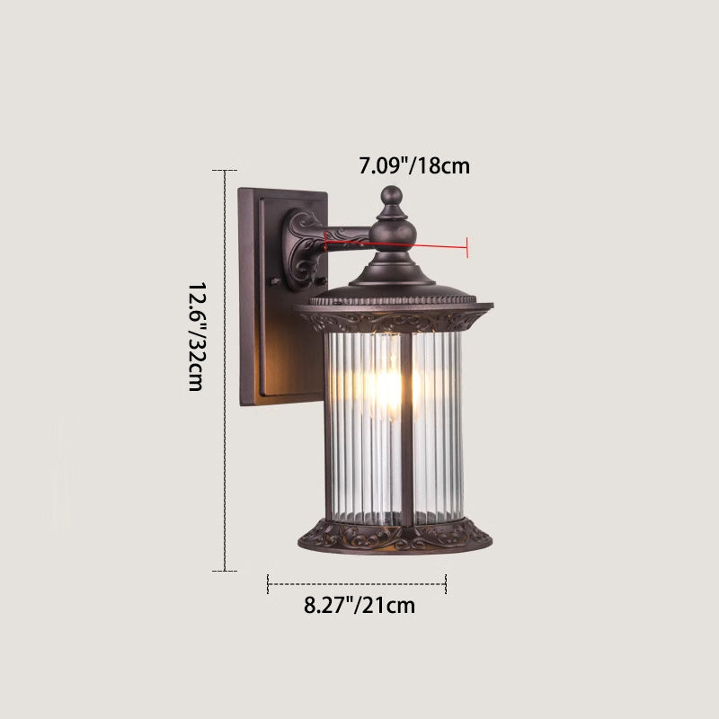 Waterproof Aluminum Glass Cylinder 1-Light Wall Sconce Lamp