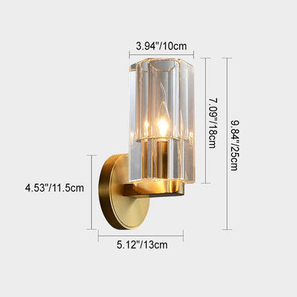 Copper Glass Cylindrical Copper 1-Light Wall Sconce Lamp
