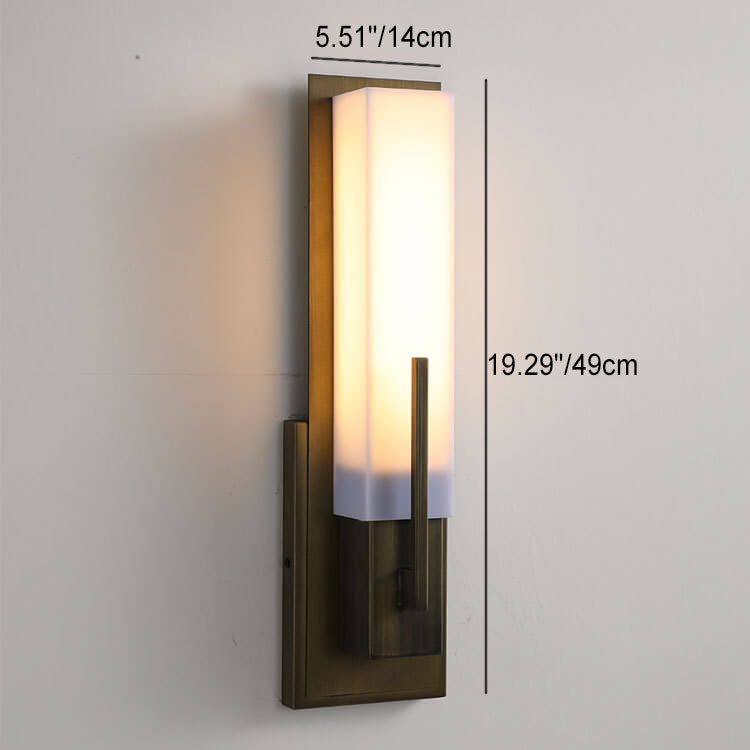 Chinese Iron Frame Cuboid Acrylic LED Wall Sconce Lamp