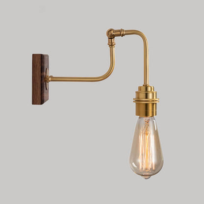Traditional Square Walnut Copper 1-Light Wall Sconce Lamp
