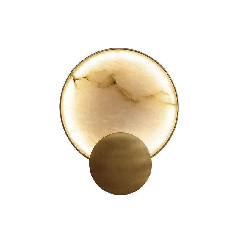 Contemporary Nordic Metal Marble Round LED Wall Sconce Lamp