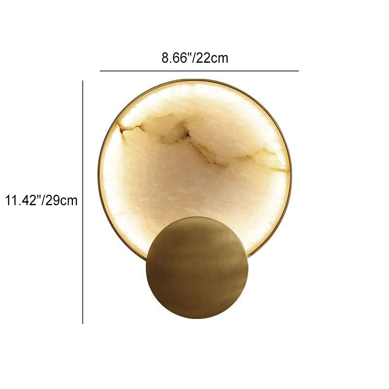 Modern Minimalist Round Iron Marble LED Wall Sconce Lamp